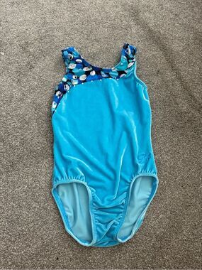 GK Elite Turquoise Velvet Gymnastics Leotard Sz CL